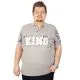 Büyük Beden Erkek T-Shirt Polo Baskılı King 19409 Gri Melanj GRI
