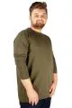 Büyük Beden Erkek Tshirt Likralı Bisiklet Yaka 20102 Haki HAKI
