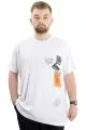 Büyük Beden Erkek Baskılı T-Shirt Bisiklet Yaka ROCK TIMES U24037 Beyaz BEYAZ