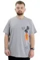Büyük Beden Erkek Baskılı T-Shirt Bisiklet Yaka ROCK TIMES U24037 Grimelanj GRI MELANJ