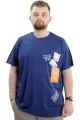 Büyük Beden Erkek Baskılı T-Shirt Bisiklet Yaka ROCK TIMES U24037 İndigo INDIGO