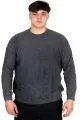 Büyük Beden Erkek Bisiklet Yaka Sweatshirt Asit Yıkama Interlok U24175 Gri
