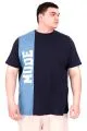 Büyük Beden Erkek T-Shirt Parçalı U25501 Lacivert [product_color]