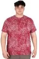 Büyük Beden Erkek T-Shirt Bisiklet Yaka Aşındırma Baskı U20037 Bordo BORDO
