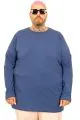 Büyük Beden Erkek Tshirt Likralı Bisiklet Yaka 20102 Indigo INDIGO