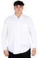 Big Size Mens long arm shirt with pocket OXFORD U20367 White