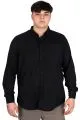 Big Size Mens long arm shirt with pocket OXFORD U20367 Black