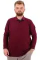 Büyük Beden Erkek Sweat Polo Yaka Selanik Nakışlı 20440 Mürdüm