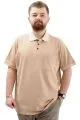 Big Size Mens T-Shirt Polo with pocket Classic 20550 Beige