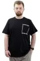 Mens Big Size T-Shirt Crew Neck T-shirt NUMBER U24051 Black