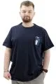 Mens Big Size T-Shirt Crew Neck T-shirt LIMITED U24052 Navy Blue