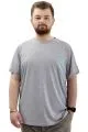 Big Size Mens T-shirt Crew Neck Cep Detaylı T-Shirt REFUEL U24053 Grey Melange