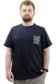 Büyük Beden Erkek Tişört Bisiklet Yaka Baskılı Cep Detaylı T-Shirt REFUEL U24053 Lacivert