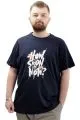 Mens Big Size T-shirt Crew Neck SOON U24061 Navy Blue