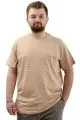 Big Size Mens T-shirt Crew Neck T-Shirt TOUCH U24066 Beige