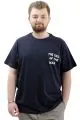 Büyük Beden Erkek Tişört Baskılı Pamuklu Bisiklet Yaka T-Shirt TOUCH U24067 Lacivert