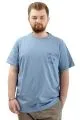 Büyük Beden Erkek Tişört Baskılı Pamuklu Bisiklet Yaka T-Shirt TOUCH U24067 Mavi