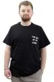 Büyük Beden Erkek Tişört Baskılı Pamuklu Bisiklet Yaka T-Shirt TOUCH U24067 Siyah