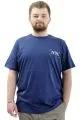 Büyük Beden Erkek Tişört Baskılı Pamuklu Bisiklet Yaka T-Shirt NYC U24068 İndigo