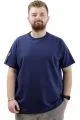 Big Size Mens T-Shirt Basic Elastic Crew Neck T-shirt SPORTS U24074 Indigo