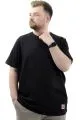 Big Size Mens T-Shirt Basic Elastic Crew Neck T-shirt NEW YORK U24075 Black