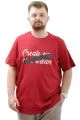 Big Size Mens T-shirt Crew Neck CREATE U24079 Burgundy