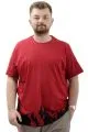 Big Size Mens T-shirt Crew Neck FLAME U24082 Burgundy