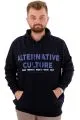 Mens Big Size Sweatshirt Kangaroo Pocket Hooded CULTURE U24164 Navy Blue