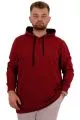 Büyük Beden Erkek Basic Sweatshirt Kapüşonlu Kanguru Cep U24166 Bordo