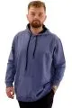 Big Size Mens Basic Sweatshirt Hooded Kangaroo Pocket U24166 Blue