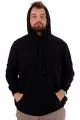 Big Size Mens Basic Sweatshirt Hooded Kangaroo Pocket U24166 Black