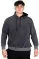 Büyük Beden Erkek Kapüşonlu Sweatshirt Asit Yıkama Interlok U24167 Beyaz