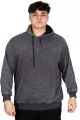 Büyük Beden Erkek Kapüşonlu Sweatshirt Asit Yıkama Interlok U24167 Füme