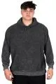 Büyük Beden Erkek Kapüşonlu Sweatshirt Asit Yıkama Interlok U24167 Gri
