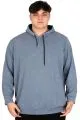 Büyük Beden Erkek Kapüşonlu Sweatshirt Asit Yıkama Interlok U24167 Mavi