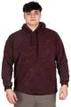 Büyük Beden Erkek Kapüşonlu Sweatshirt Asit Yıkama Interlok U24167 Mürdüm