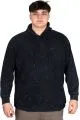 Büyük Beden Erkek Kapüşonlu Sweatshirt Asit Yıkama Interlok U24167 Siyah