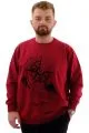 Büyük Beden Erkek Sweatshirt Bisiklet Yaka Baskılı RANGE U24172 Bordo