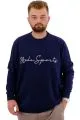 Big Size Mens Crew Neck Sweatshirt SPORTS U24173 Indigo