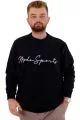 Büyük Beden Erkek Bisiklet Yaka Sweatshirt Baskılı SPORTS U24173 Lacivert