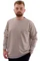 Büyük Beden Erkek Bisiklet Yaka Basic Sweatshirt U24174 Bej