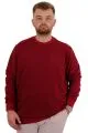 Büyük Beden Erkek Bisiklet Yaka Basic Sweatshirt U24174 Bordo