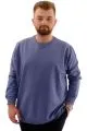 Büyük Beden Erkek Bisiklet Yaka Basic Sweatshirt U24174 Mavi