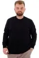 Büyük Beden Erkek Bisiklet Yaka Basic Sweatshirt U24174 Siyah