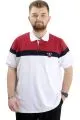 Big Size Mens Polo T-shirt Renk Bloklu KEEP CALM U24321 White