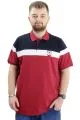 Big Size Mens Polo T-shirt Renk Bloklu KEEP CALM U24321 Burgundy