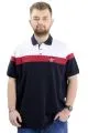 Big Size Mens Polo T-shirt Renk Bloklu KEEP CALM U24321 Navy Blue