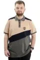 Big Size Mens Polo T-shirt Renk Bloklu U24322 Beige
