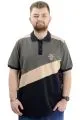 Big Size Mens Polo T-shirt Renk Bloklu U24322 Khaki