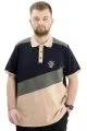 Big Size Mens Polo T-shirt Renk Bloklu U24322 Navy Blue